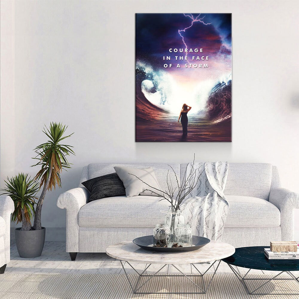 Courage In The Face Of A Storm Canvas Wall Art, Motivational Decor - Royal Crown Pro