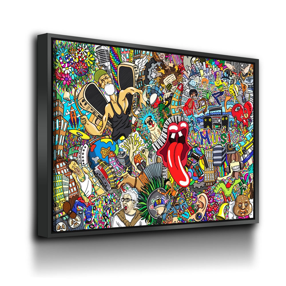 Graffiti Music Collage, Music Collage Canvas Wall Art, Abstract Decor, Hip Hop Music Art, Urban Music Art - Royal Crown Pro