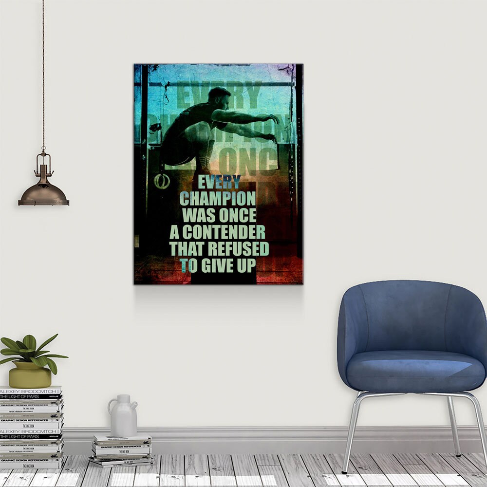 Every Champion Was Once A Contender That Refused To Give Up Canvas Wall Art, Motivational Decor, Office Decor, Motivational Quotes, Athlete - Royal Crown Pro