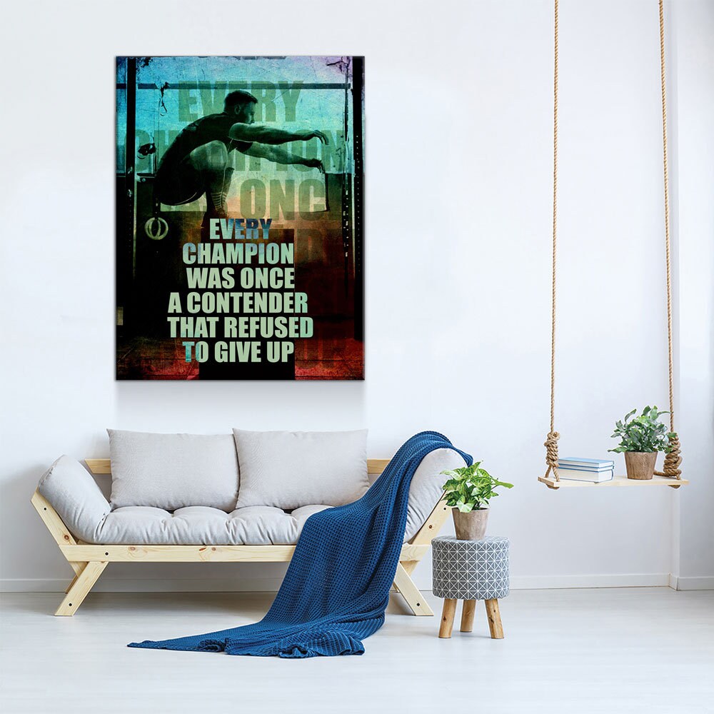 Every Champion Was Once A Contender That Refused To Give Up Canvas Wall Art, Motivational Decor, Office Decor, Motivational Quotes, Athlete - Royal Crown Pro