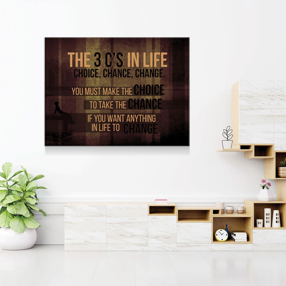 The 3 C's In Life Choice, Chance, Change Motivational Canvas Wall Art, Office Decor, Motivational Wall Decor, Success Quotes - Royal Crown Pro