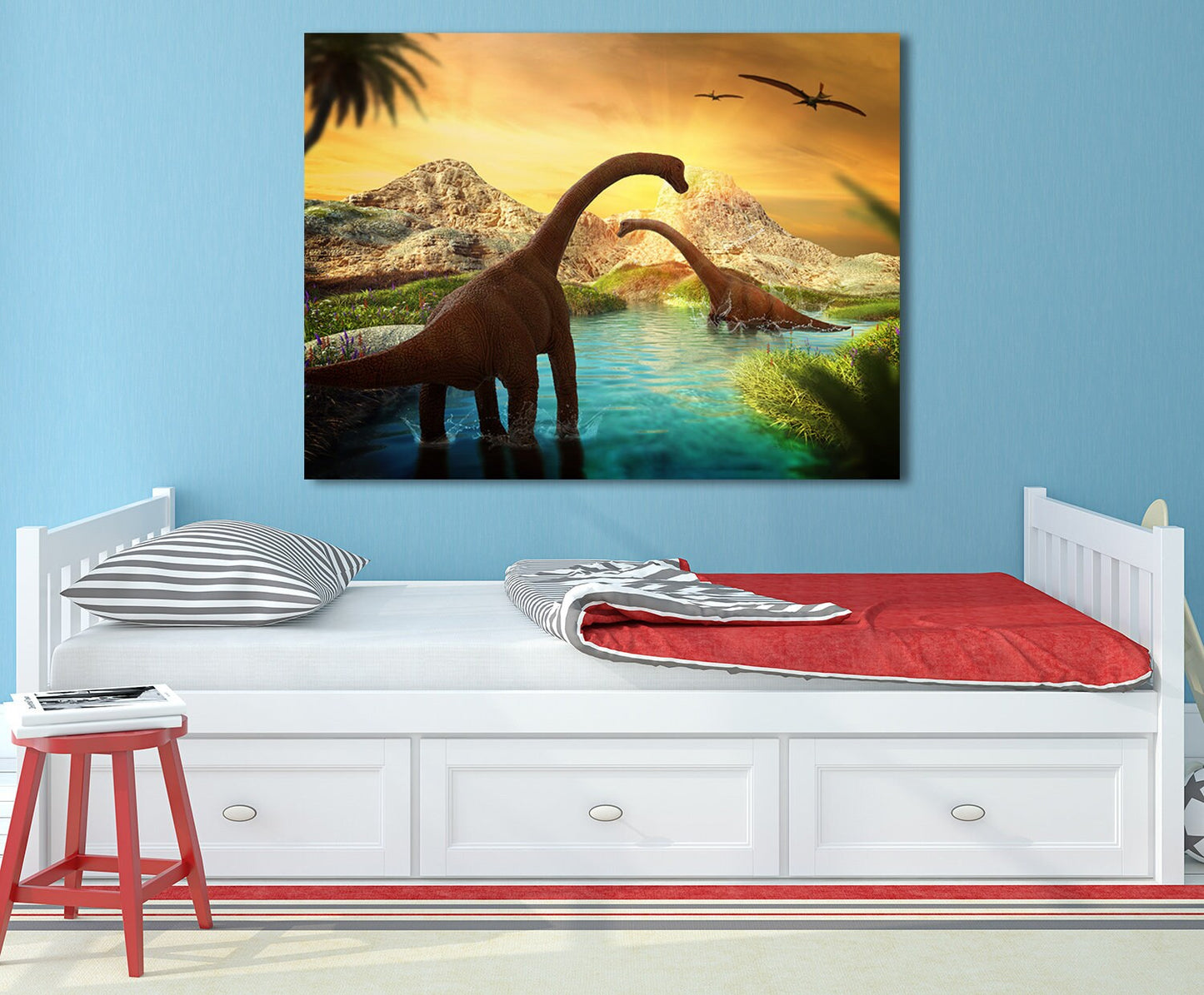 Brontosaurus Canvas Wall Art, Dinosaur Decor, Dinosaurs Decor, Kids Room Decor - Royal Crown Pro