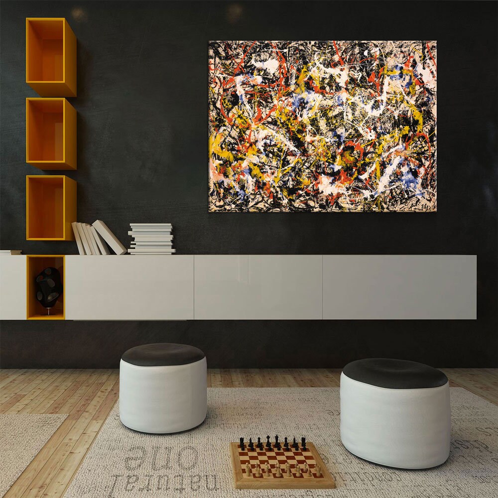 Convergence Abstract Canvas Print, Modern Wall Decor, Jackson Pollock Style Wall Art, Abstract Decor, Abstract Expressionism - Royal Crown Pro