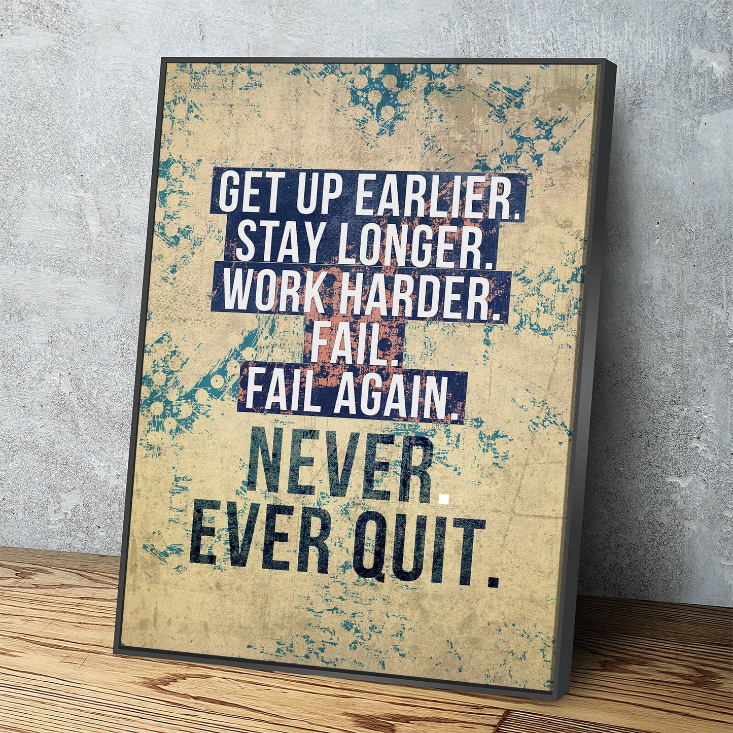 Never Ever Quit Motivational Canvas Wall Art, Motivational Decor - Royal Crown Pro