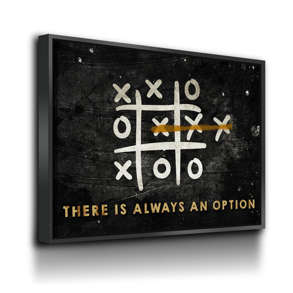 There Is Always An Option Canvas Wall Art, Think Outside The Box, Tic Tac Toe, Motivational Quote, Motivational Decor, Office Art - Royal Crown Pro