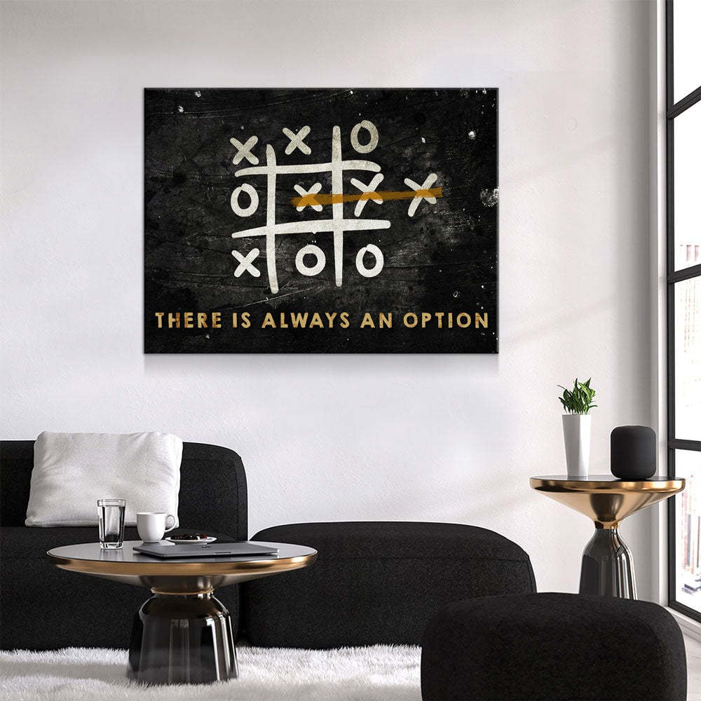 There Is Always An Option Canvas Wall Art, Think Outside The Box, Tic Tac Toe, Motivational Quote, Motivational Decor, Office Art - Royal Crown Pro