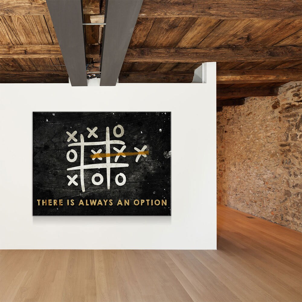 There Is Always An Option Canvas Wall Art, Think Outside The Box, Tic Tac Toe, Motivational Quote, Motivational Decor, Office Art - Royal Crown Pro