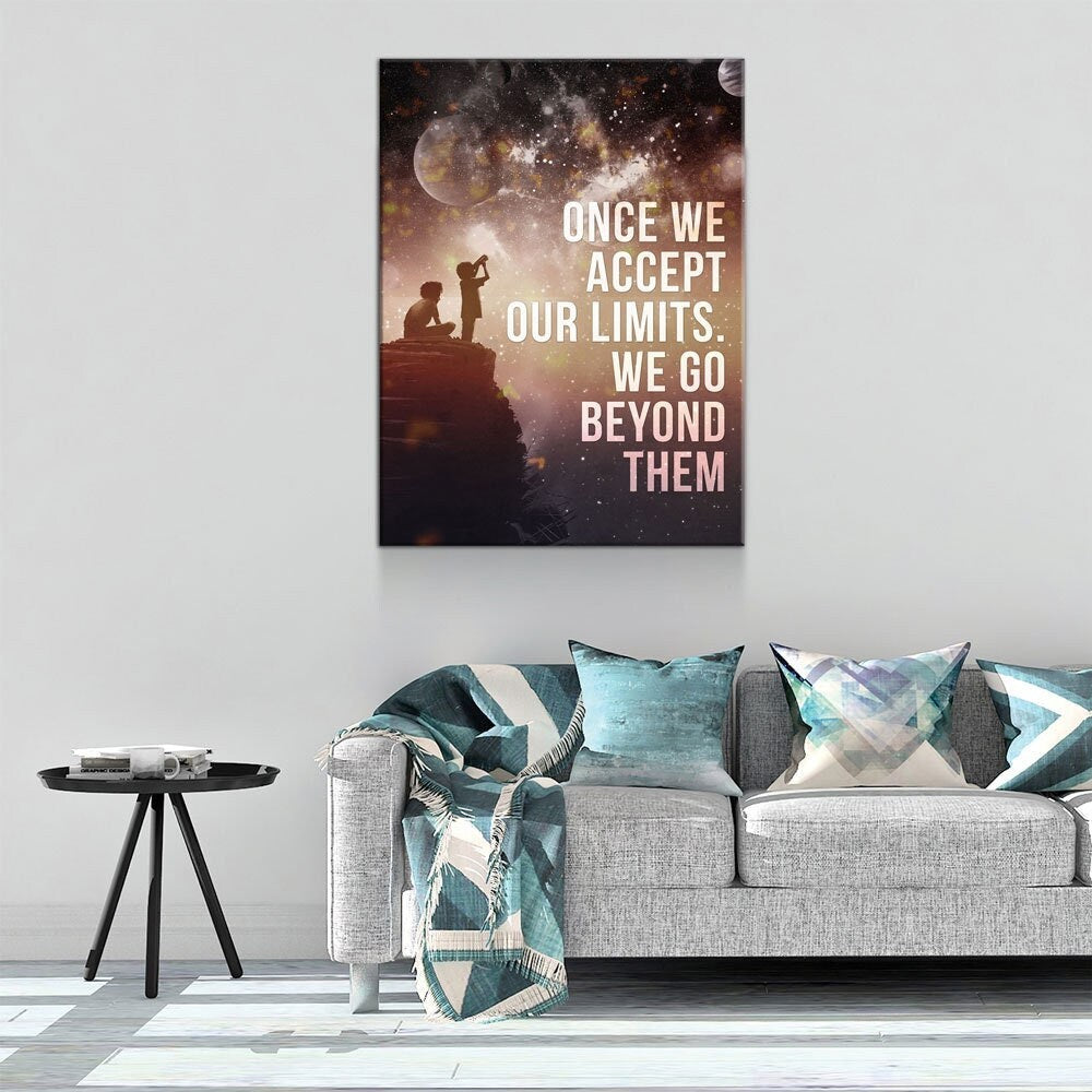 Once We Accept Our Limits, We Go Beyond Them Canvas Wall Art, Motivational Decor, Inspirational Decor - Royal Crown Pro