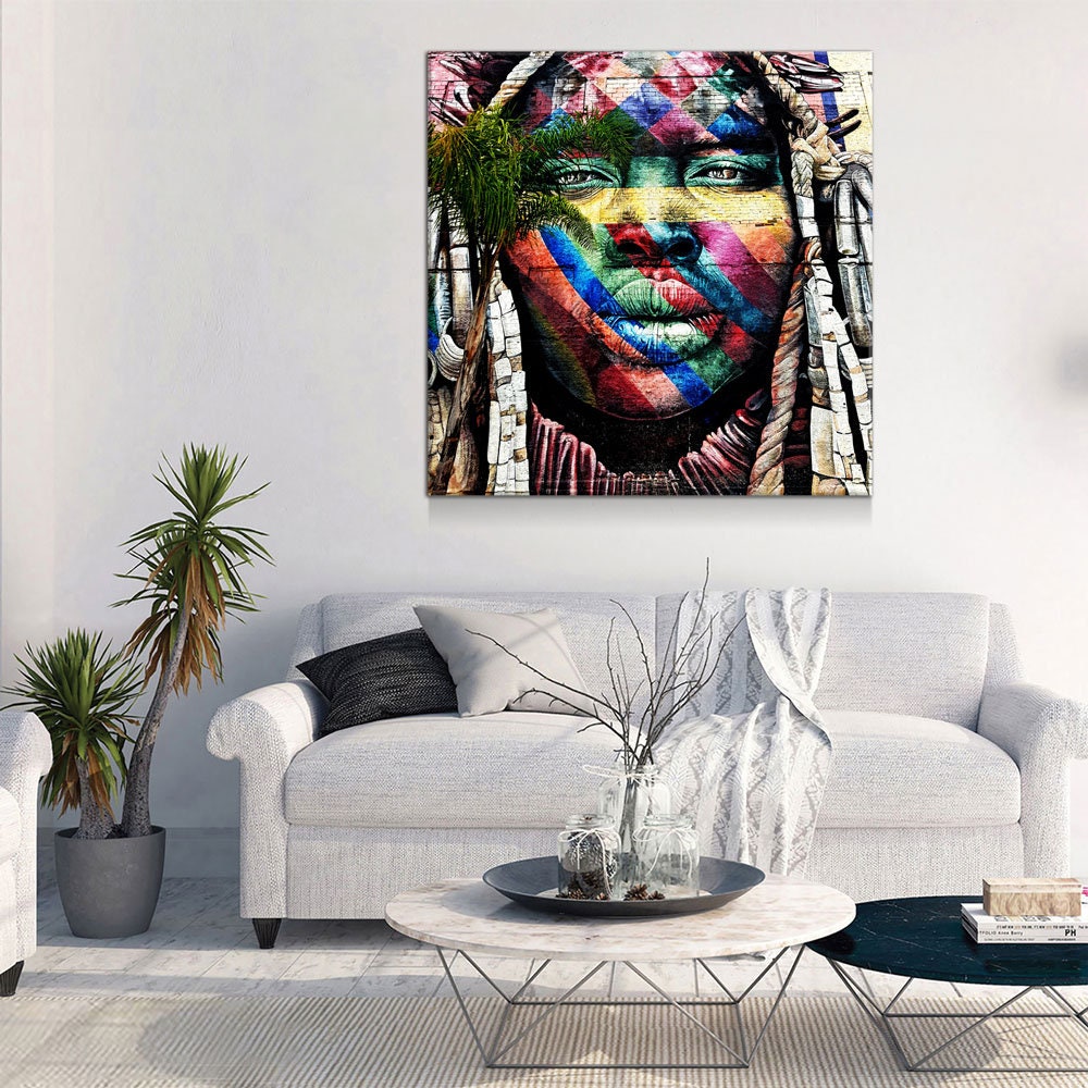 Rio de Janeiro Graffiti Street Art, Canvas Wall Art, African Wall Decor, Rio de Janeiro Art, Brazil Decor, African Woman Art, Ethnic Art - Royal Crown Pro