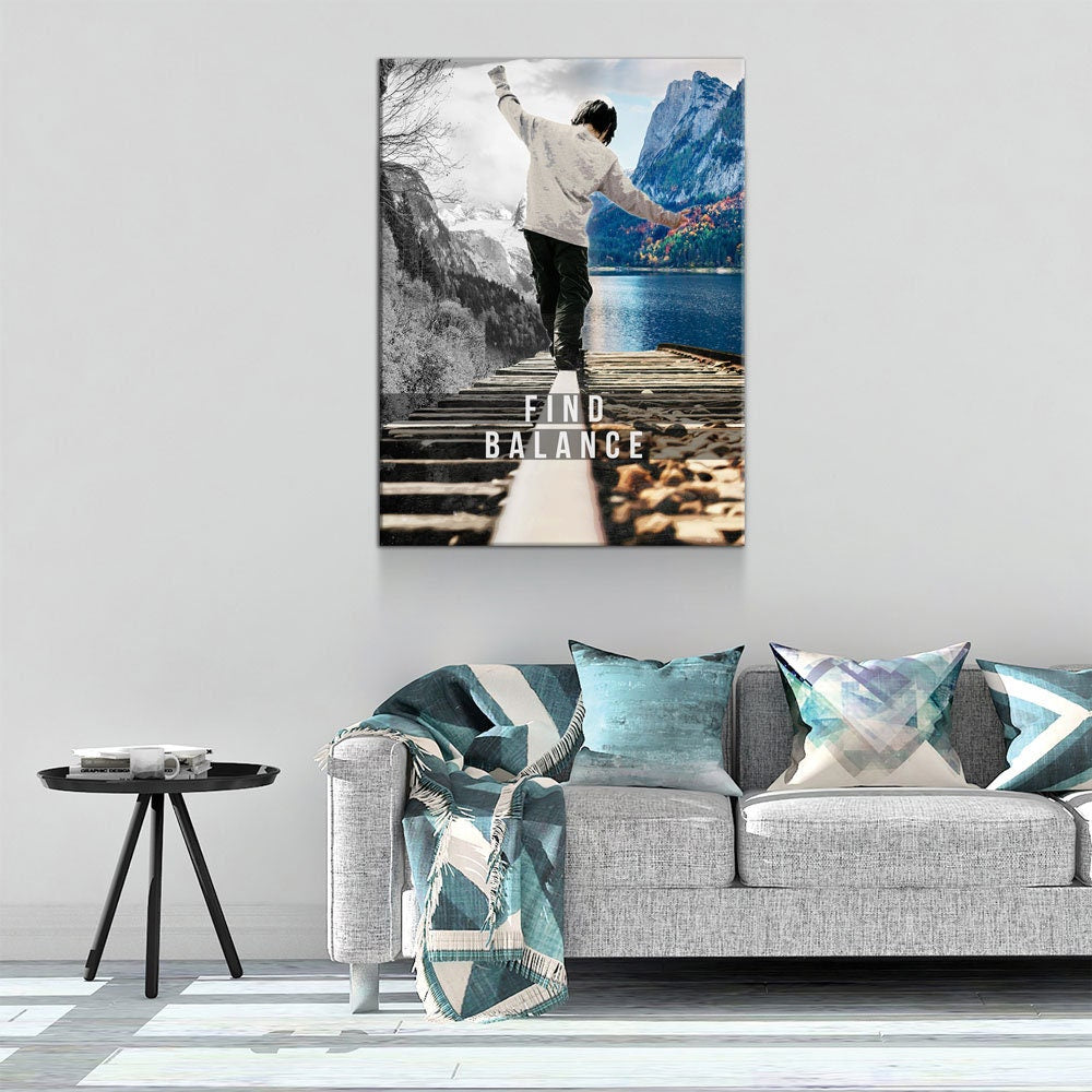 Find Balance Canvas Wall Art, Motivational Decor, Inspirational Decor, Life Balance - Royal Crown Pro