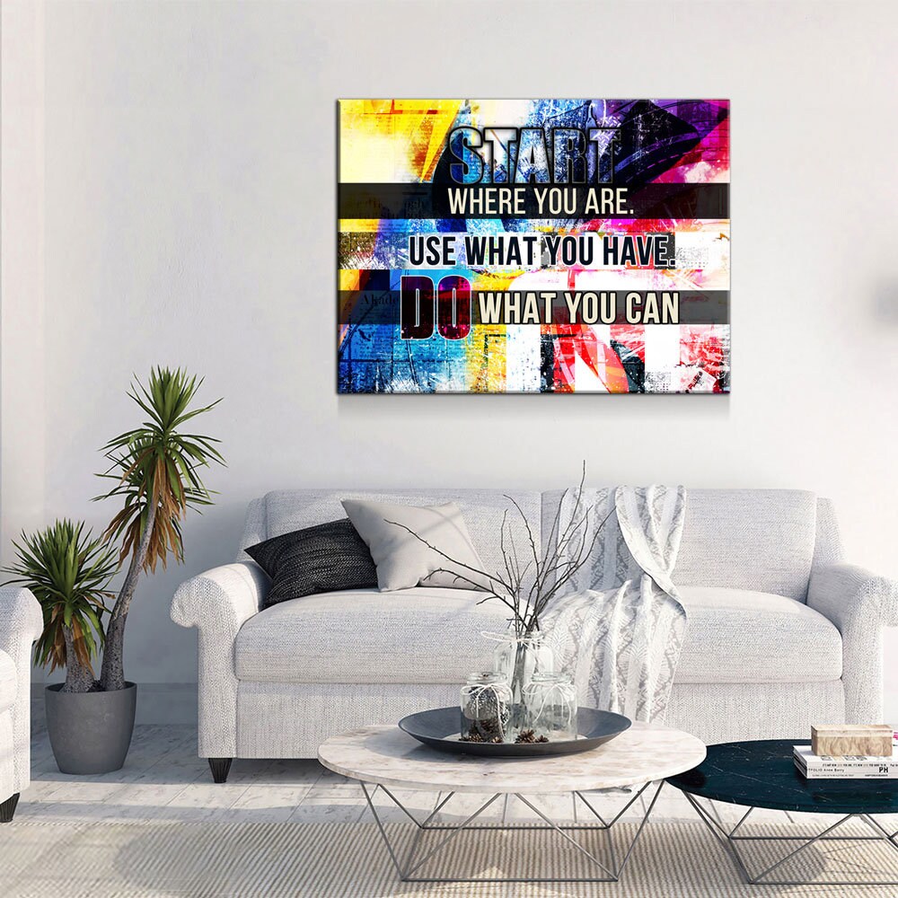 Start Where You Are Use What You Have Do What You Can Canvas Wall Art, Office Decor, Inspirational Quote, Motivational Wall Decor - Royal Crown Pro