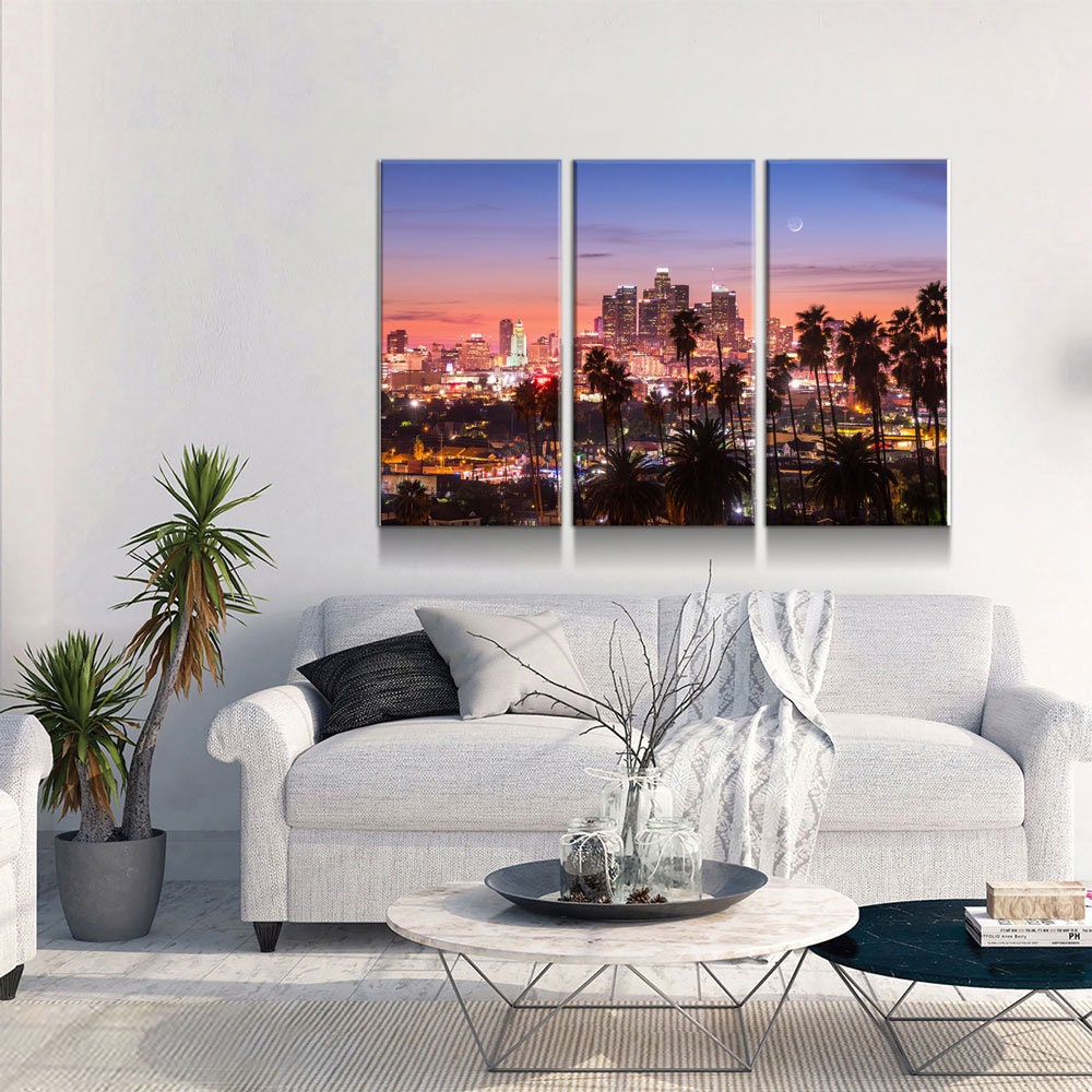 Los Angeles 3 Piece Wall Art, Los Angeles Canvas Print,Los Angeles 3 Piece Wall Art Set - Royal Crown Pro