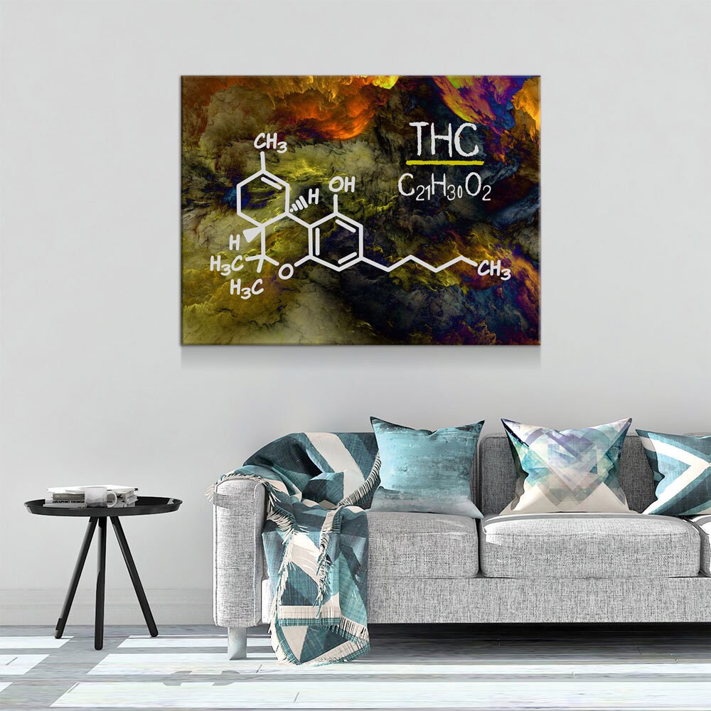 THC Structure Abstract Canvas Wall Art, Chemical Structural Formula Decor, Tetrahydrocannabinol Decor - Royal Crown Pro