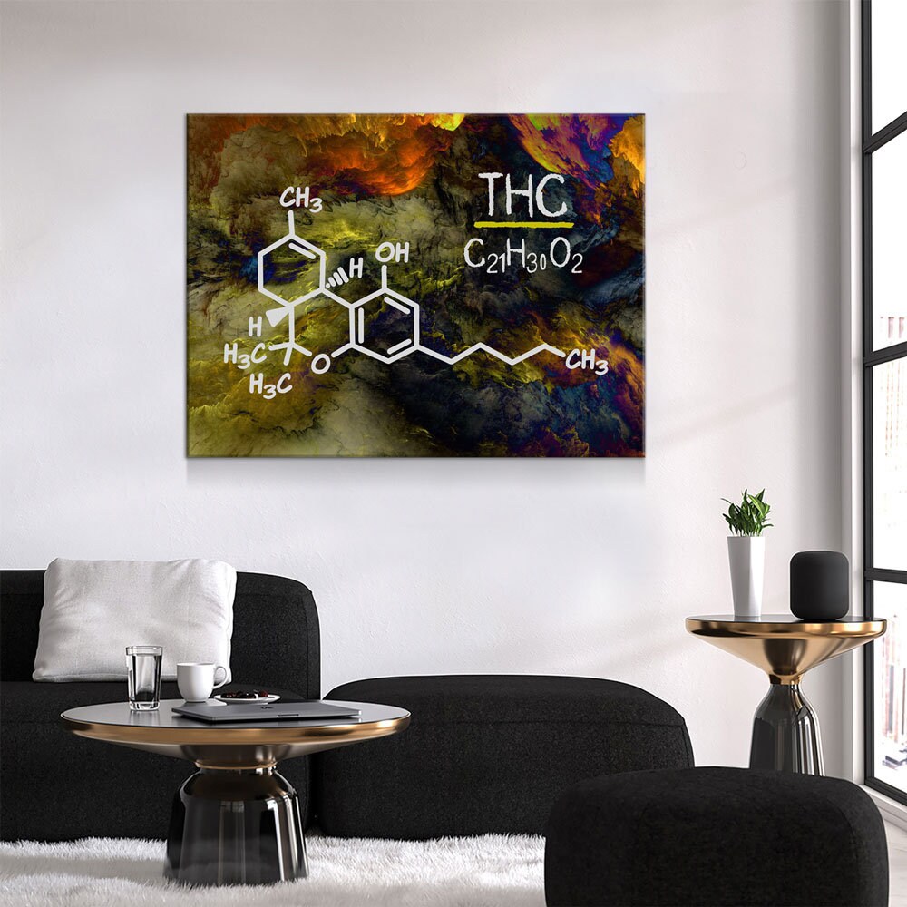 THC Structure Abstract Canvas Wall Art, Chemical Structural Formula Decor, Tetrahydrocannabinol Decor - Royal Crown Pro