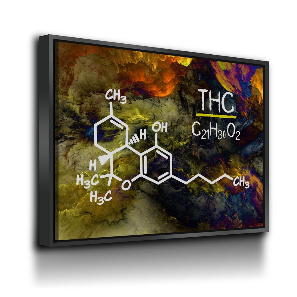 THC Structure Abstract Canvas Wall Art, Chemical Structural Formula Decor, Tetrahydrocannabinol Decor - Royal Crown Pro