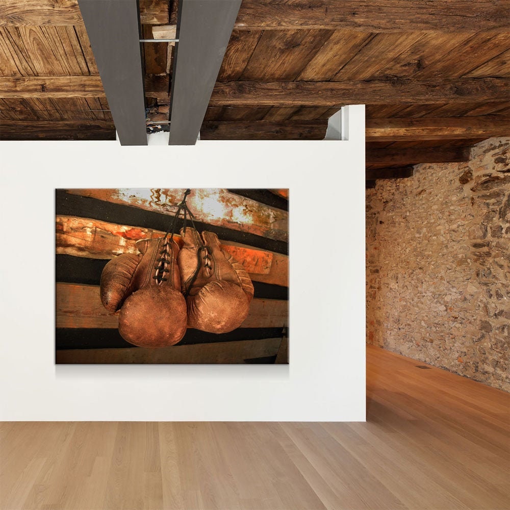 Boxing Gloves Vintage Canvas Wall Art, Boxing Art, Boxing Decor, Gym Decor, Boxer Art, MMA - Royal Crown Pro