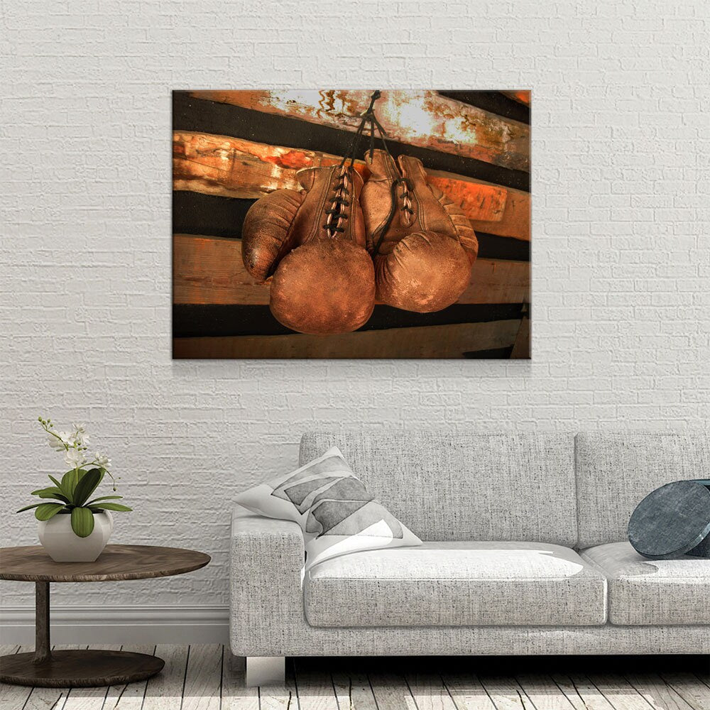 Boxing Gloves Vintage Canvas Wall Art, Boxing Art, Boxing Decor, Gym Decor, Boxer Art, MMA - Royal Crown Pro