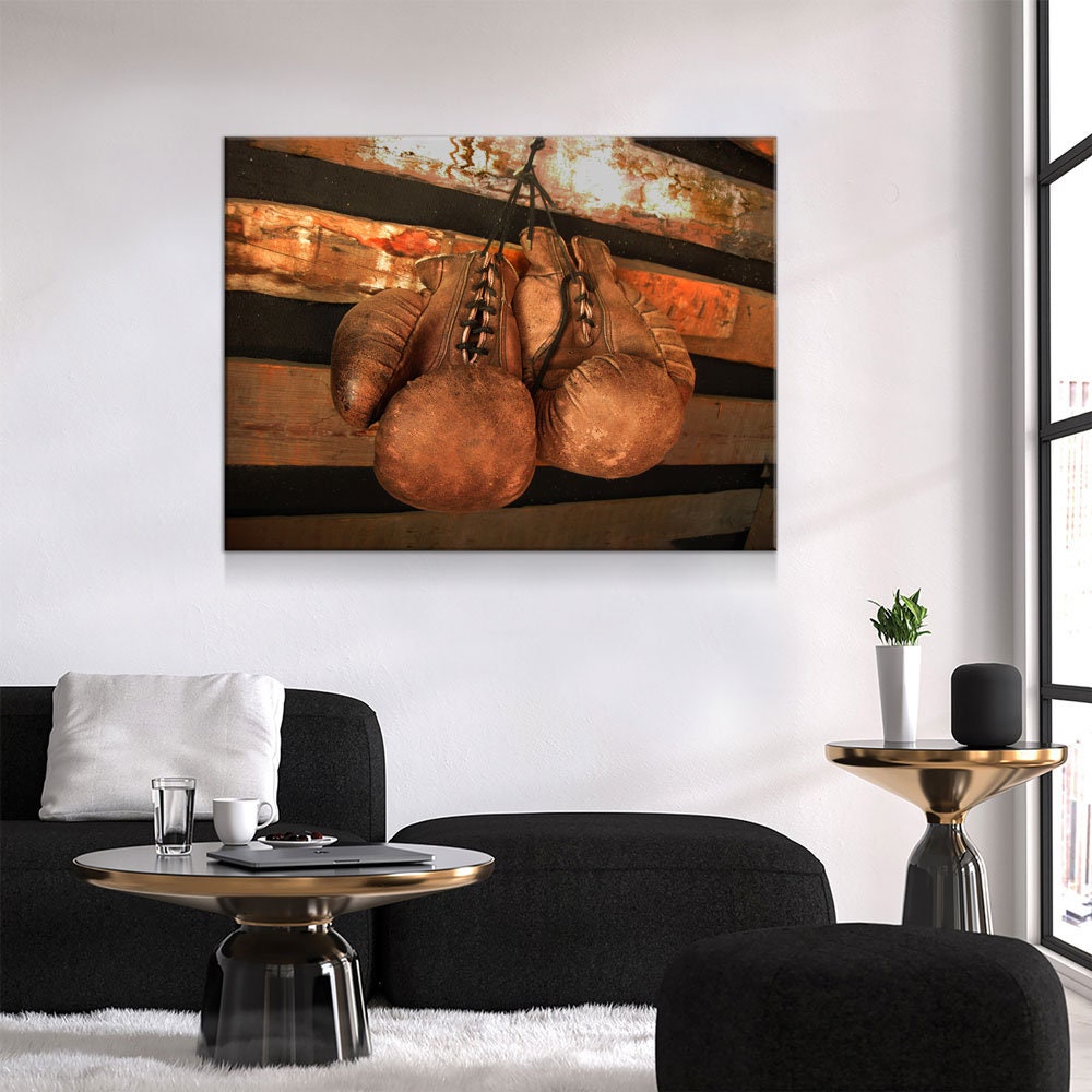 Boxing Gloves Vintage Canvas Wall Art, Boxing Art, Boxing Decor, Gym Decor, Boxer Art, MMA - Royal Crown Pro
