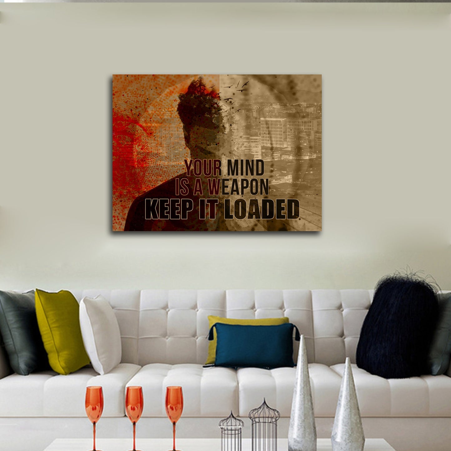 Your Mind Is A Weapon Keep It Loaded Motivational Canvas Wall Art, Motivational Wall Decor - Royal Crown Pro