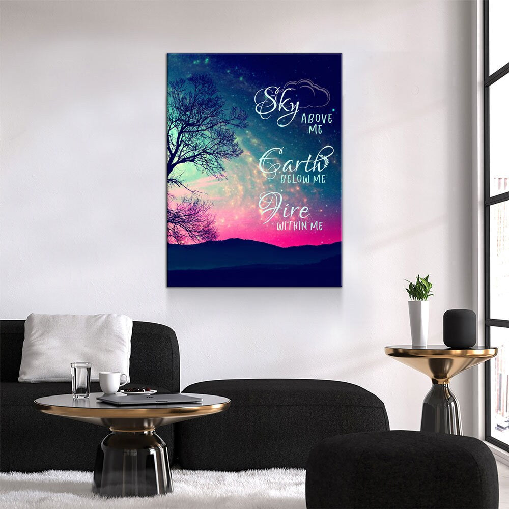 Fire Within Me Canvas Wall Art, Wiccan Decor, Wiccan Art, Sky Above Me, Earth Below Me, Fire Within Me, Spiritual Quote - Royal Crown Pro
