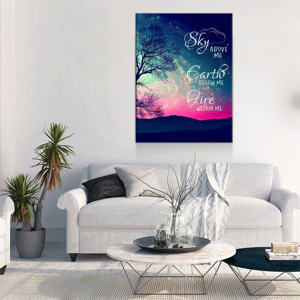Fire Within Me Canvas Wall Art, Wiccan Decor, Wiccan Art, Sky Above Me, Earth Below Me, Fire Within Me, Spiritual Quote - Royal Crown Pro