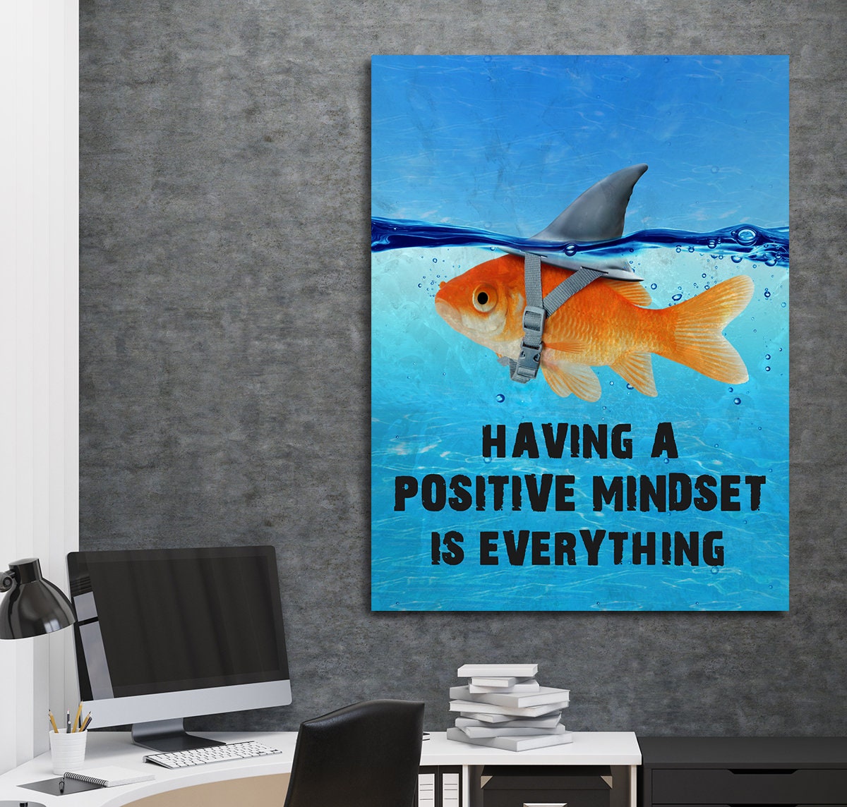 Having A Positive Mindset Is Everything Canvas Wall Art, Motivational Decor, Office Decor, Motivational Quotes, Motivational Art - Royal Crown Pro