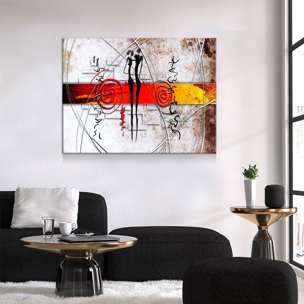 African Couple Canvas Wall Art, Ethnic Retro Art, African Couple, African Abstract Wall Art, Gallery Wrap Or Floating Frame - Royal Crown Pro