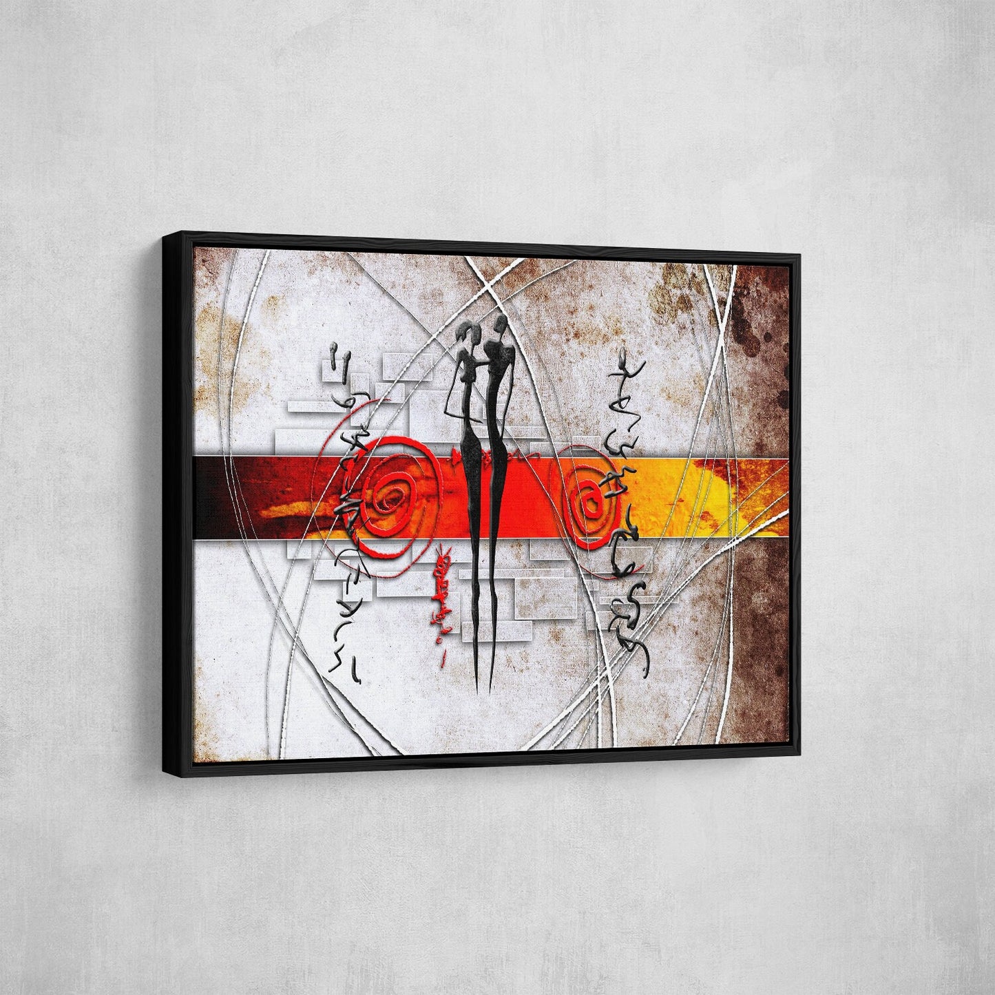 African Couple Canvas Wall Art, Ethnic Retro Art, African Couple, African Abstract Wall Art, Gallery Wrap Or Floating Frame - Royal Crown Pro