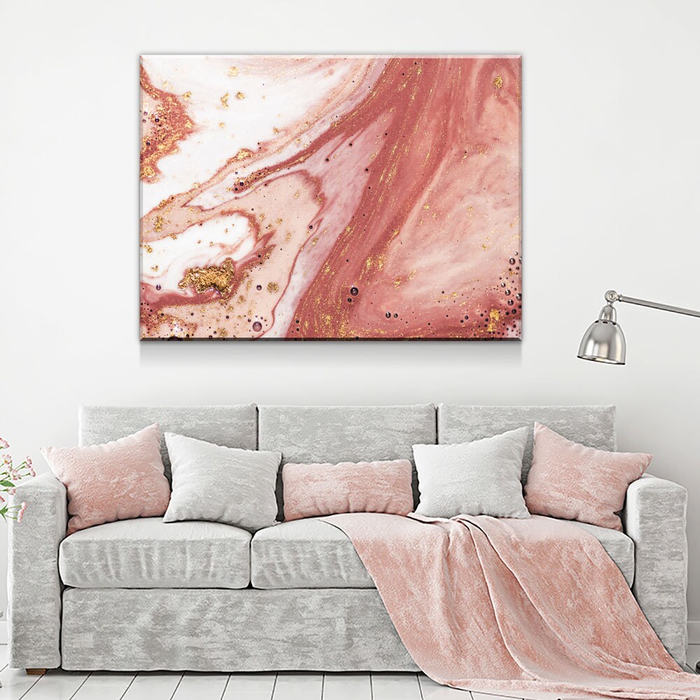 Wall Art Canvas Contemporary Rose Gold, Rose Gold Marble Canvas Wall Art, Modern Wall Decor, Large Marble Art, 1 Pc Or 3 Pc Wall Art Canvas - Royal Crown Pro