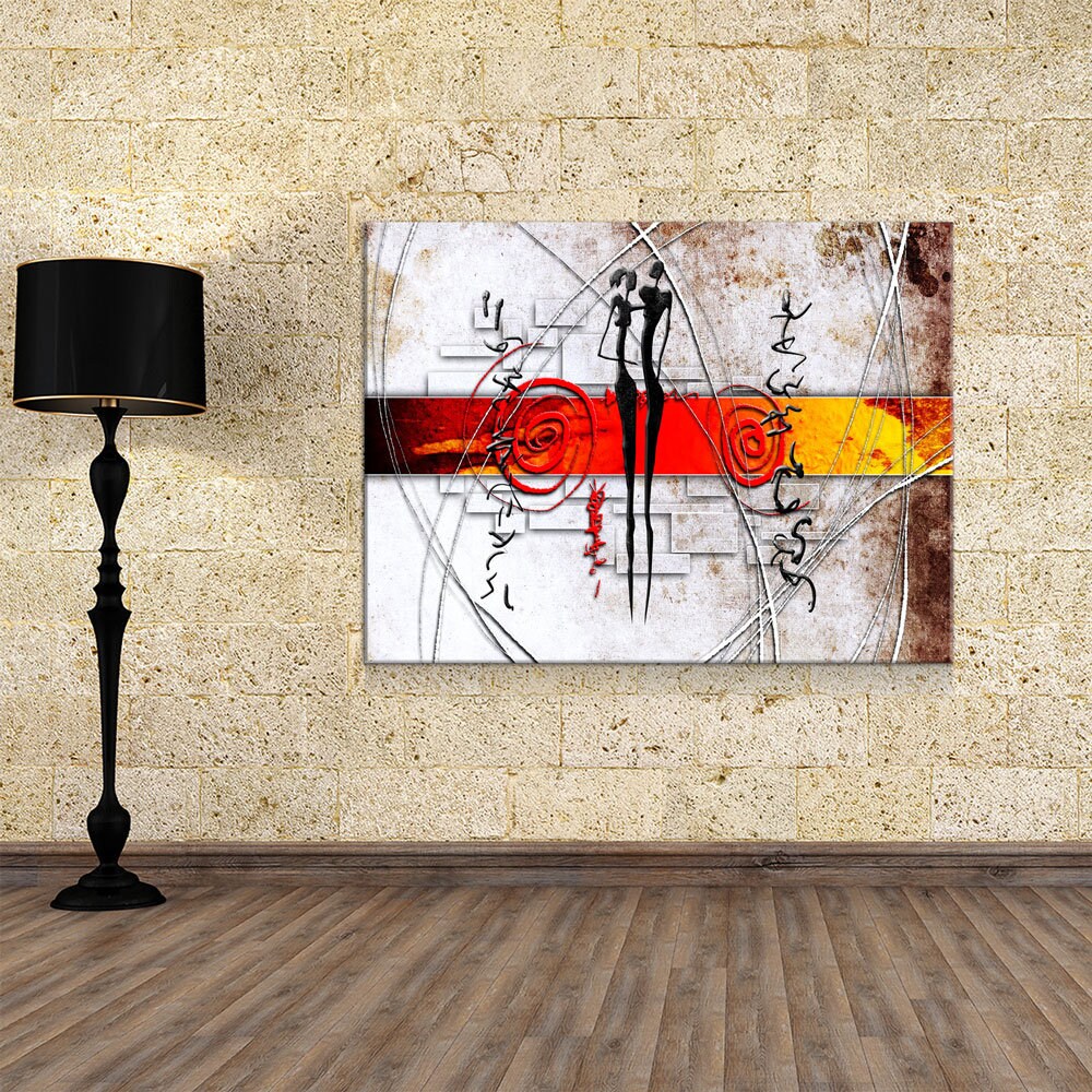 African Couple Canvas Wall Art, Ethnic Retro Art, African Couple, African Abstract Wall Art, Gallery Wrap Or Floating Frame - Royal Crown Pro