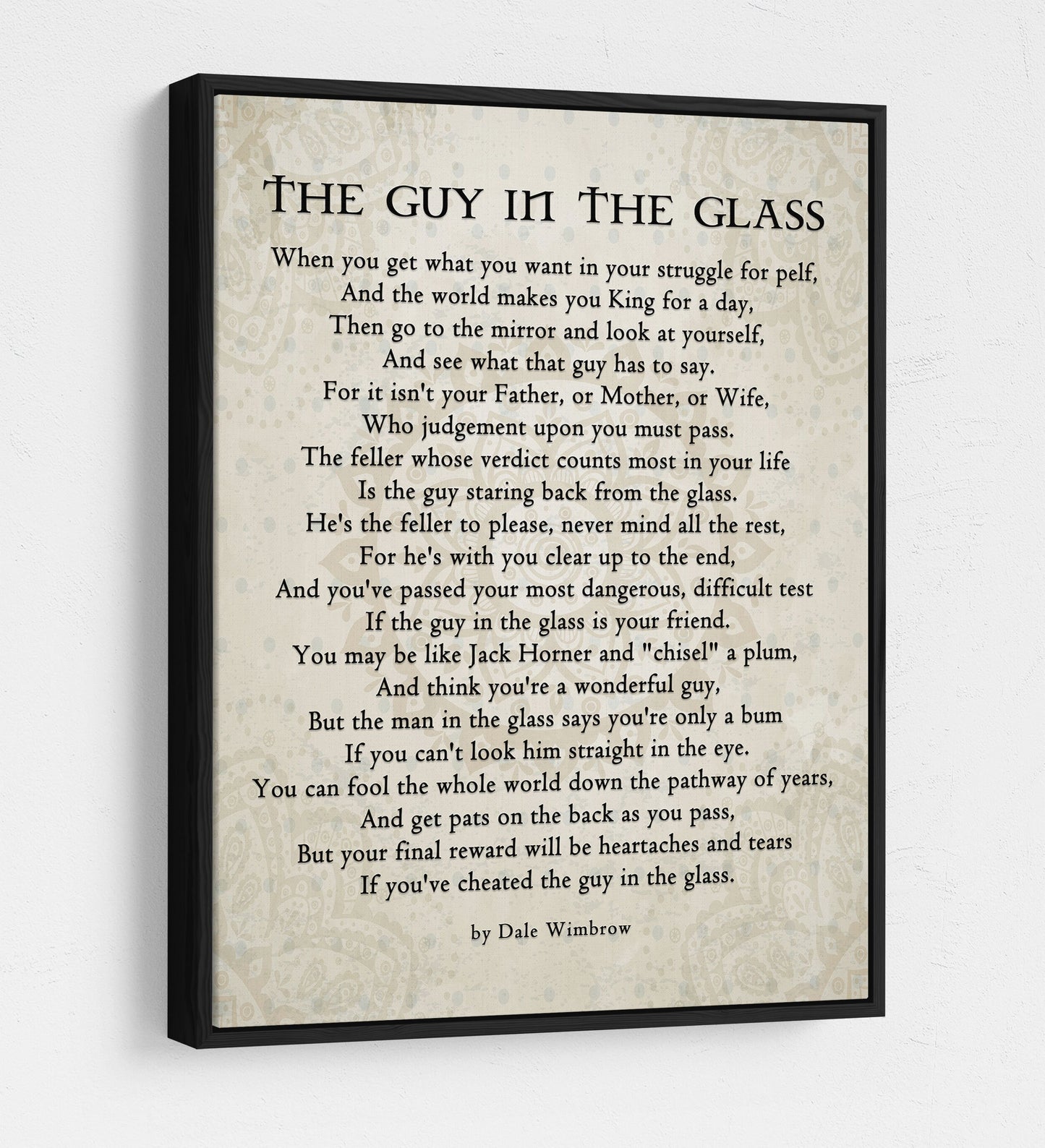 The Guy in the Glass Canvas Wall Art, 1934 Poem by Dale Wimbrow, Graduation Gift, Graduation Idea, Office Decor - Royal Crown Pro