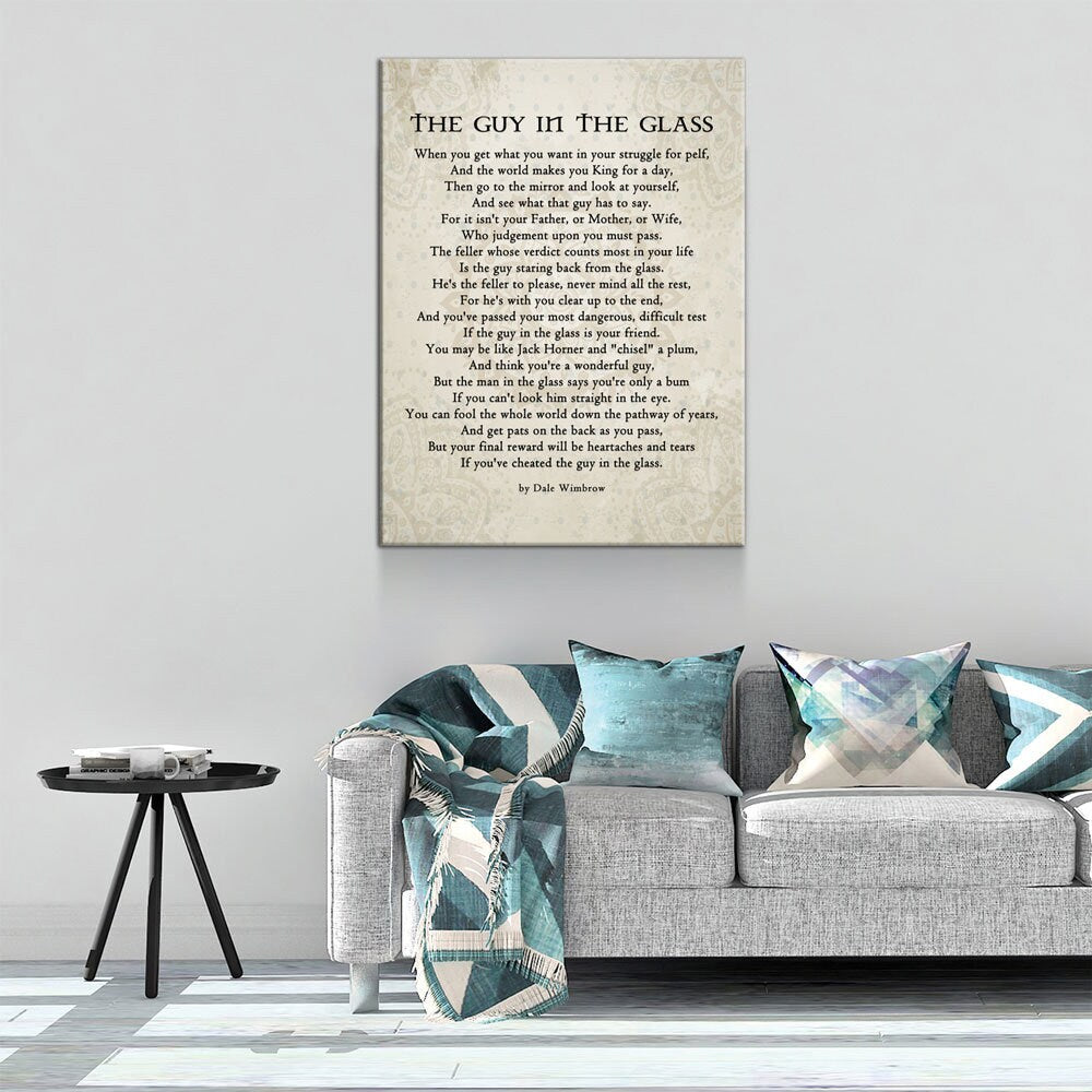 The Guy in the Glass Canvas Wall Art, 1934 Poem by Dale Wimbrow, Graduation Gift, Graduation Idea, Office Decor - Royal Crown Pro