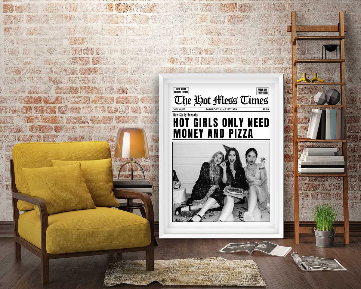 Every Hour Is Happy Hour Framed Fine Art Print, Feminist Attitude, Black & White Female Print - Royal Crown Pro