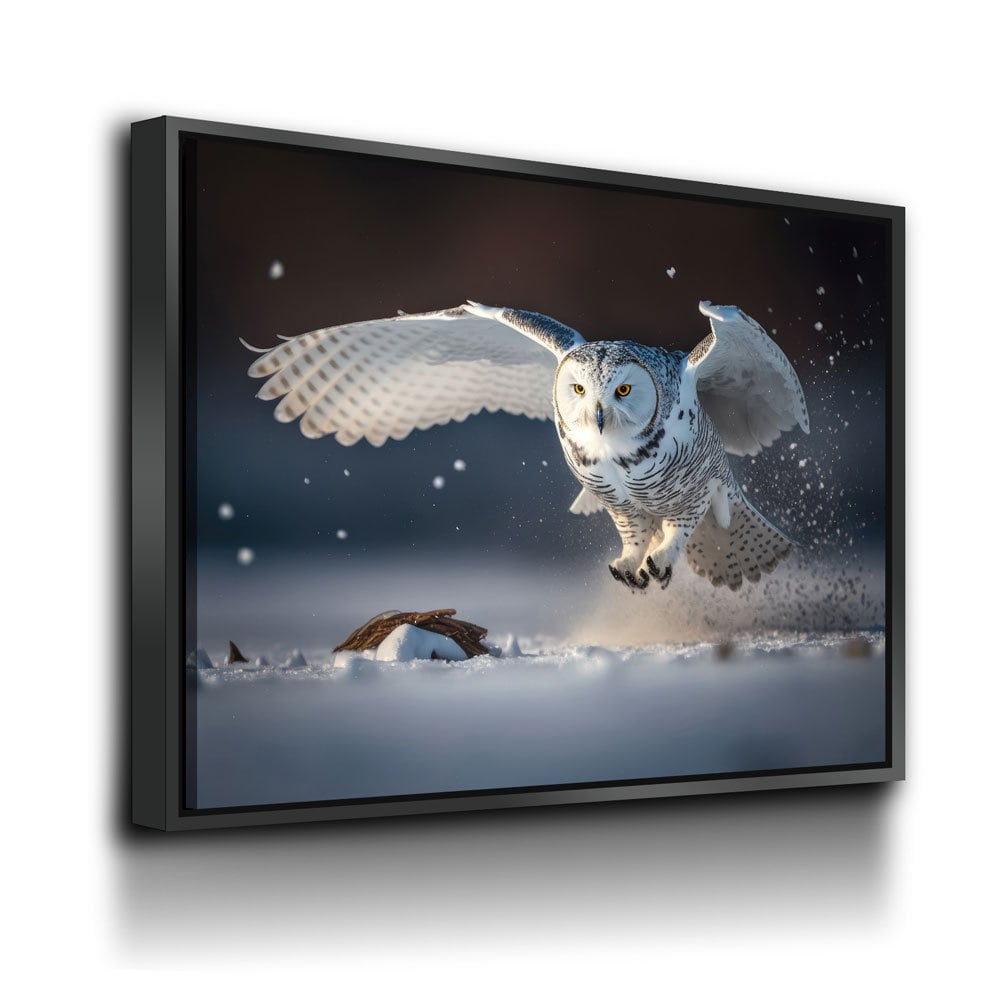 Snowy Owl Flying Canvas Wall Art, Snowy Owl Soaring, Snowy Owl Decor, Polar Owl Print, White Owl, Arctic Owl - Royal Crown Pro