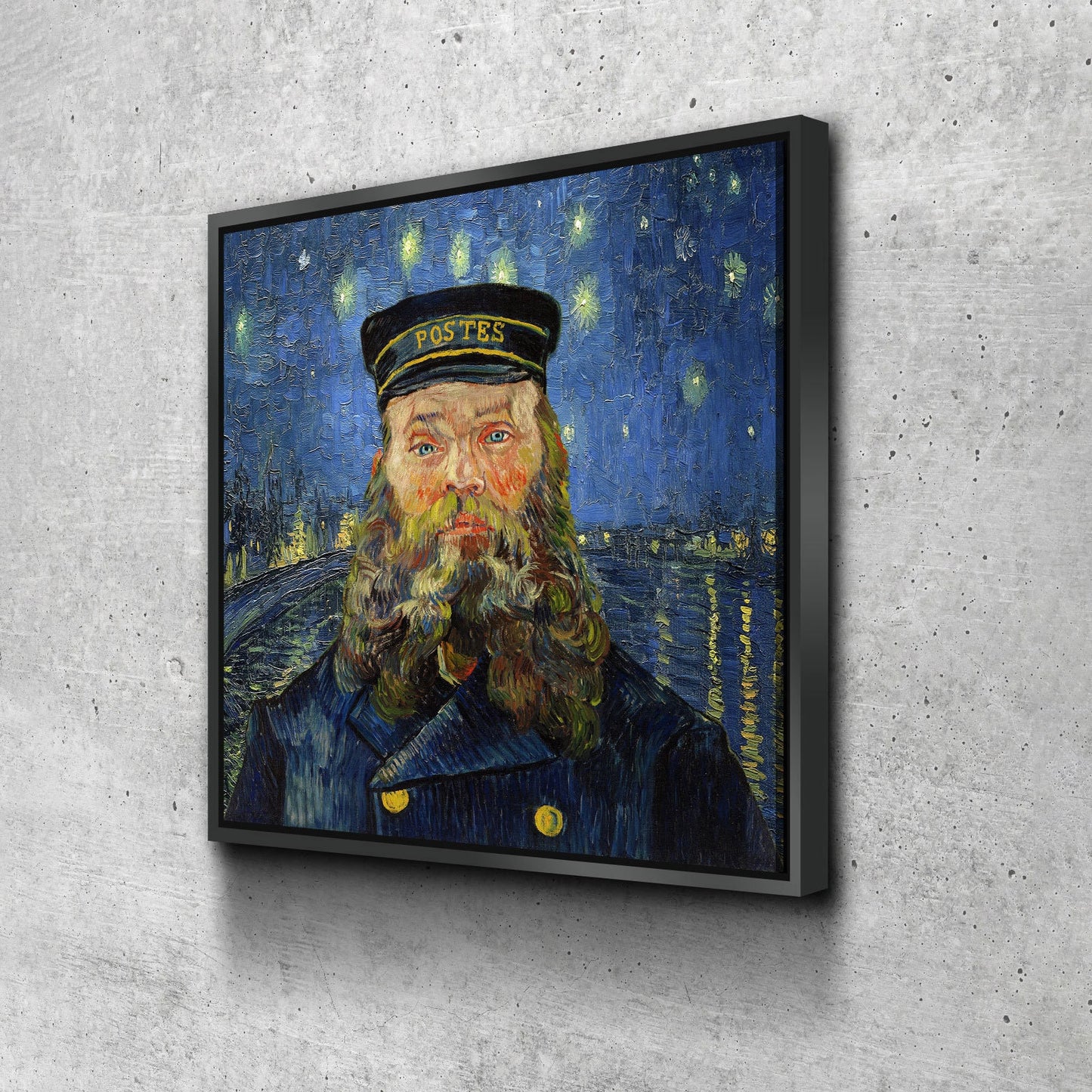 Vincent Van Gogh Mash Up Canvas Wall Art, Van Gogh Starry Night Over The Rhone With Van Gogh The Postman, Joseph Roulin - Royal Crown Pro