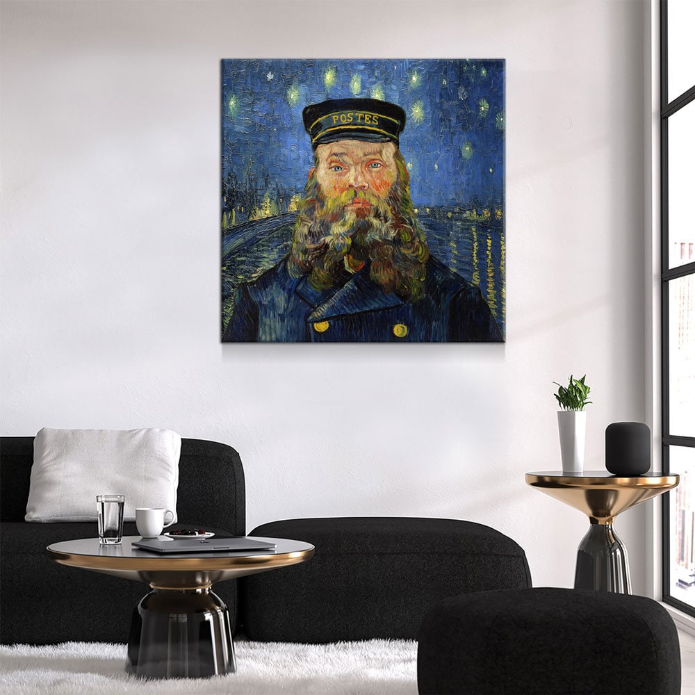 Vincent Van Gogh Mash Up Canvas Wall Art, Van Gogh Starry Night Over The Rhone With Van Gogh The Postman, Joseph Roulin - Royal Crown Pro