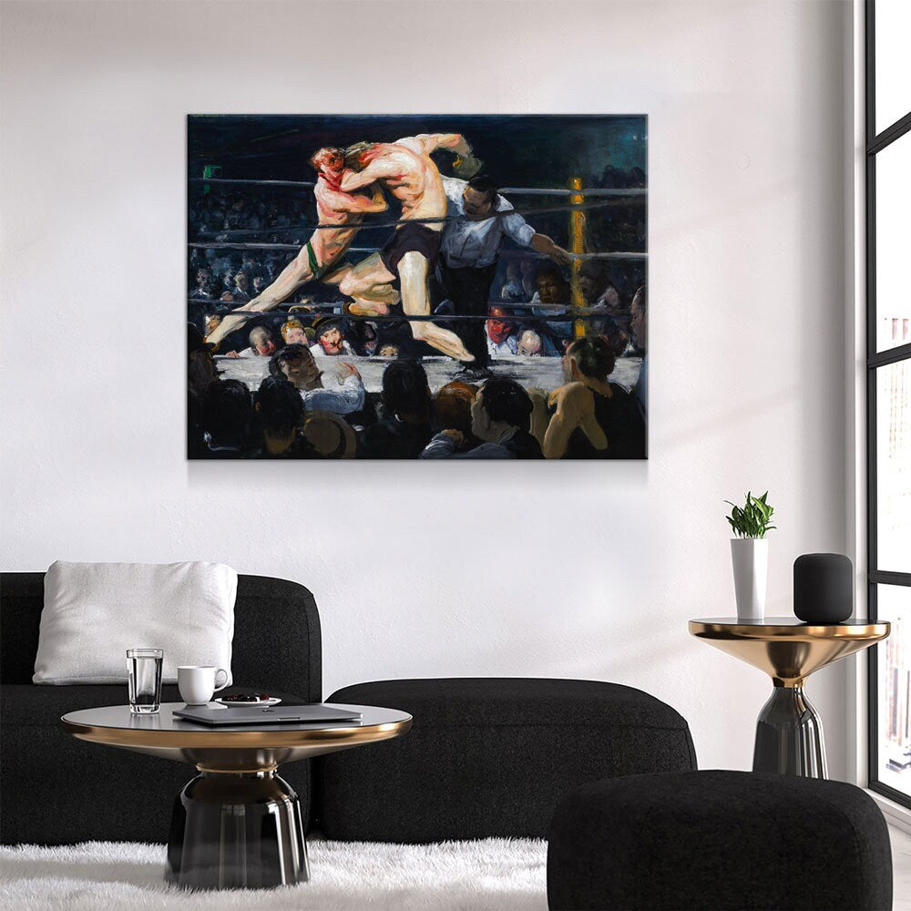 Stag at Sharkey's Canvas Wall Art, Stag at Sharkey's Re-Print on Canvas, 1909 George Wesley Bellows Artwork, Vintage Boxing, Prizefighters - Royal Crown Pro
