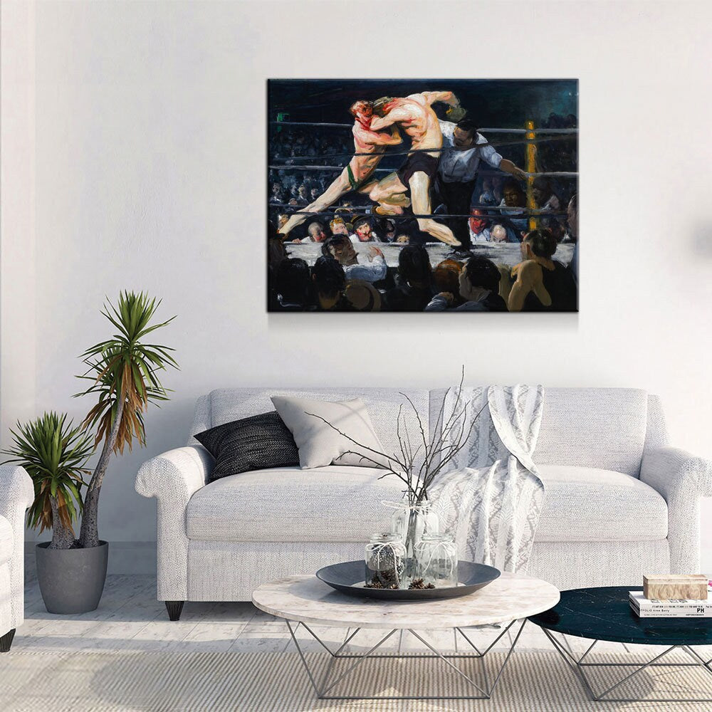 Stag at Sharkey's Canvas Wall Art, Stag at Sharkey's Re-Print on Canvas, 1909 George Wesley Bellows Artwork, Vintage Boxing, Prizefighters - Royal Crown Pro