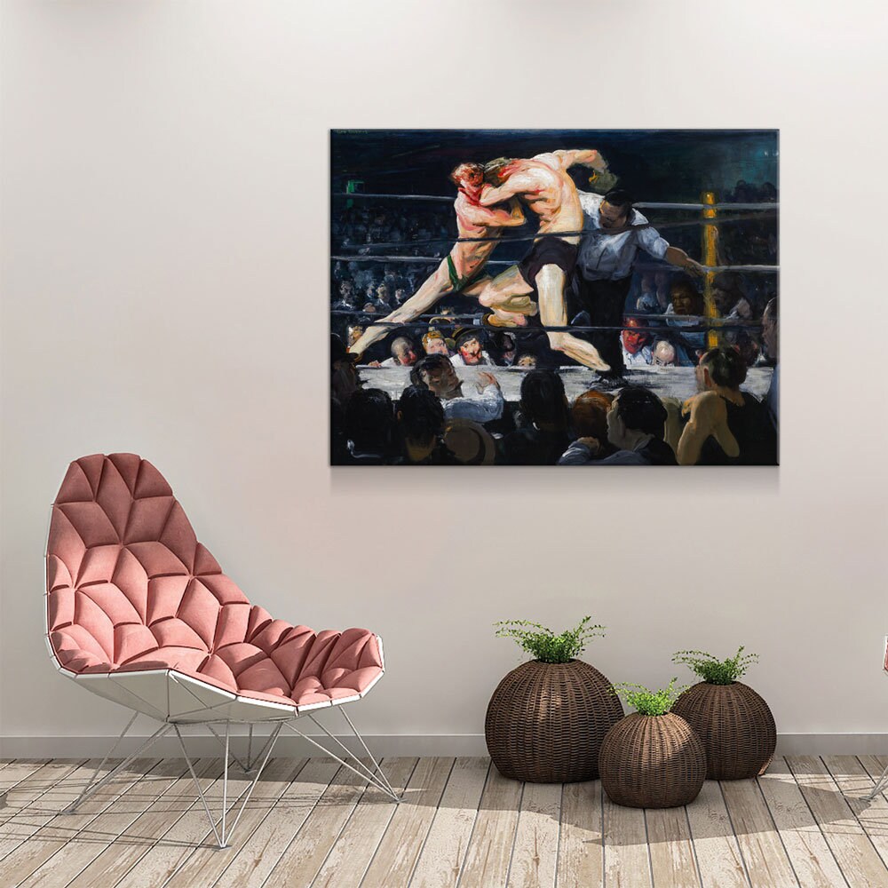 Stag at Sharkey's Canvas Wall Art, Stag at Sharkey's Re-Print on Canvas, 1909 George Wesley Bellows Artwork, Vintage Boxing, Prizefighters - Royal Crown Pro