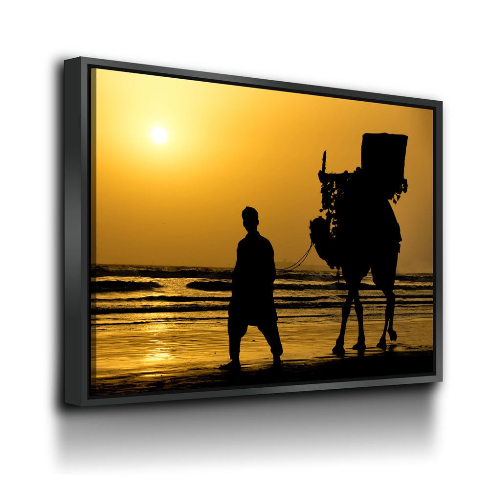 The Famous Camel Ride Canvas Wall Art, Karachi Wall Art, Karachi Pakistan Decor, Sea View, Karachi Beach, Karachi Sunset, Pakistan Decor - Royal Crown Pro