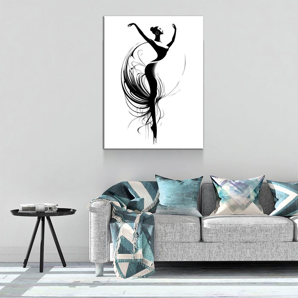 The Dancer Canvas Wall Art, Dancing Art, Simplistic Art, Dance Studio Decor, Minimalism Art - Royal Crown Pro