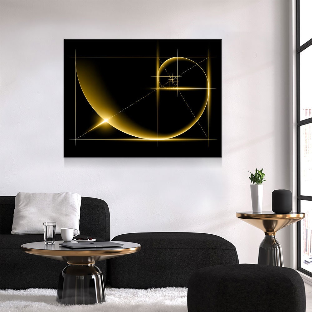Fibonacci Canvas Wall Art, The Golden Ratio Wall Art, Minimalist Decor, Golden Ratio Canvas, Fibonacci Wall Art, Fibonacci Spiral - Royal Crown Pro