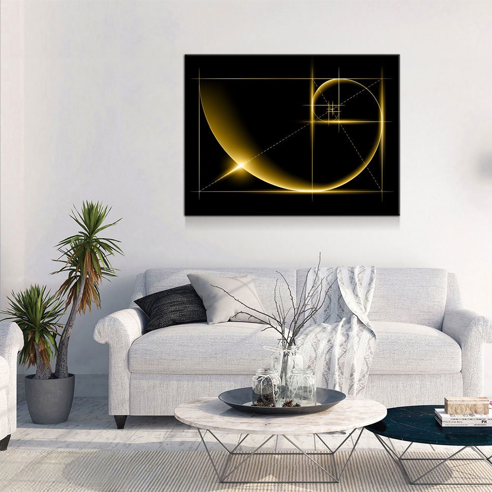 Fibonacci Canvas Wall Art, The Golden Ratio Wall Art, Minimalist Decor, Golden Ratio Canvas, Fibonacci Wall Art, Fibonacci Spiral - Royal Crown Pro