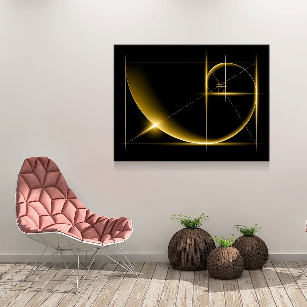 Fibonacci Canvas Wall Art, The Golden Ratio Wall Art, Minimalist Decor, Golden Ratio Canvas, Fibonacci Wall Art, Fibonacci Spiral - Royal Crown Pro