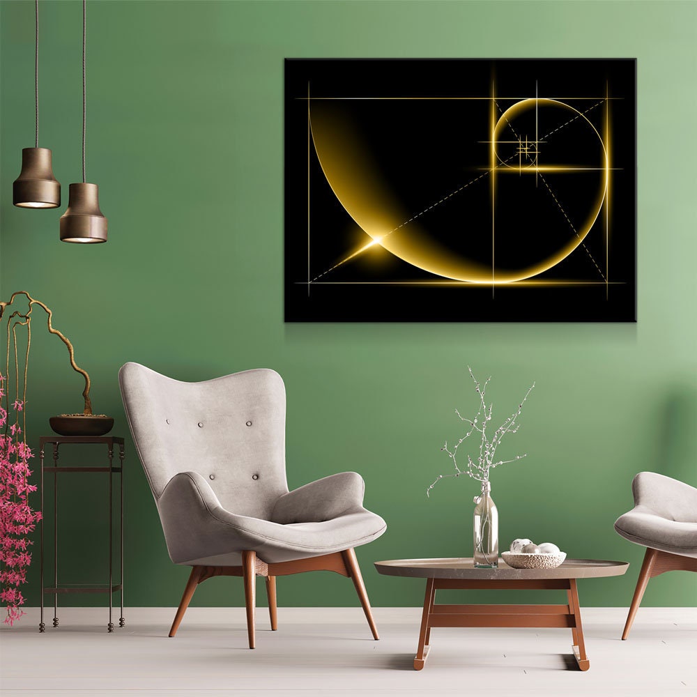 Fibonacci Canvas Wall Art, The Golden Ratio Wall Art, Minimalist Decor, Golden Ratio Canvas, Fibonacci Wall Art, Fibonacci Spiral - Royal Crown Pro