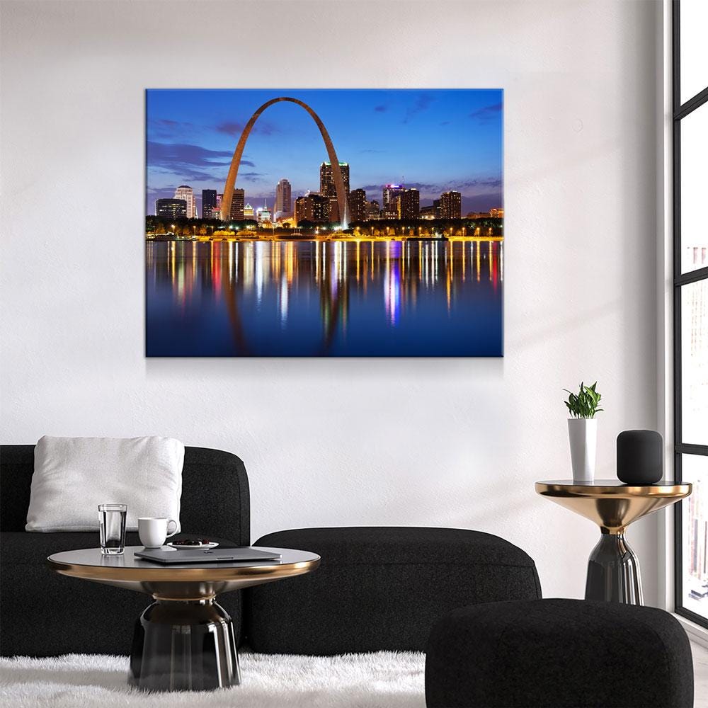 St. Louis Skyline Canvas Wall Art, Saint Louis, MO Skyline, Saint Louis Missouri Print, St. Louis City Skyline, St. Louis Gateway Arch - Royal Crown Pro