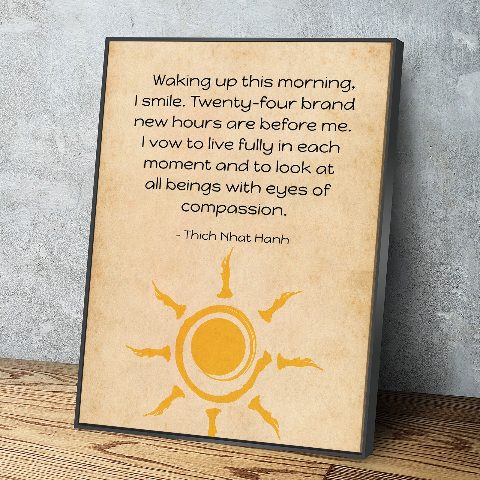 Waking Up This Morning I Smile Canvas Wall Art, Thich Nhat Hanh Quote ...