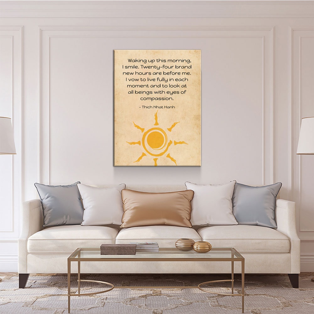 Waking Up This Morning I Smile Canvas Wall Art, Thich Nhat Hanh Quote, Meditation Wall Art, Motivational Quote, Spiritual Wall Decor, Zen - Royal Crown Pro