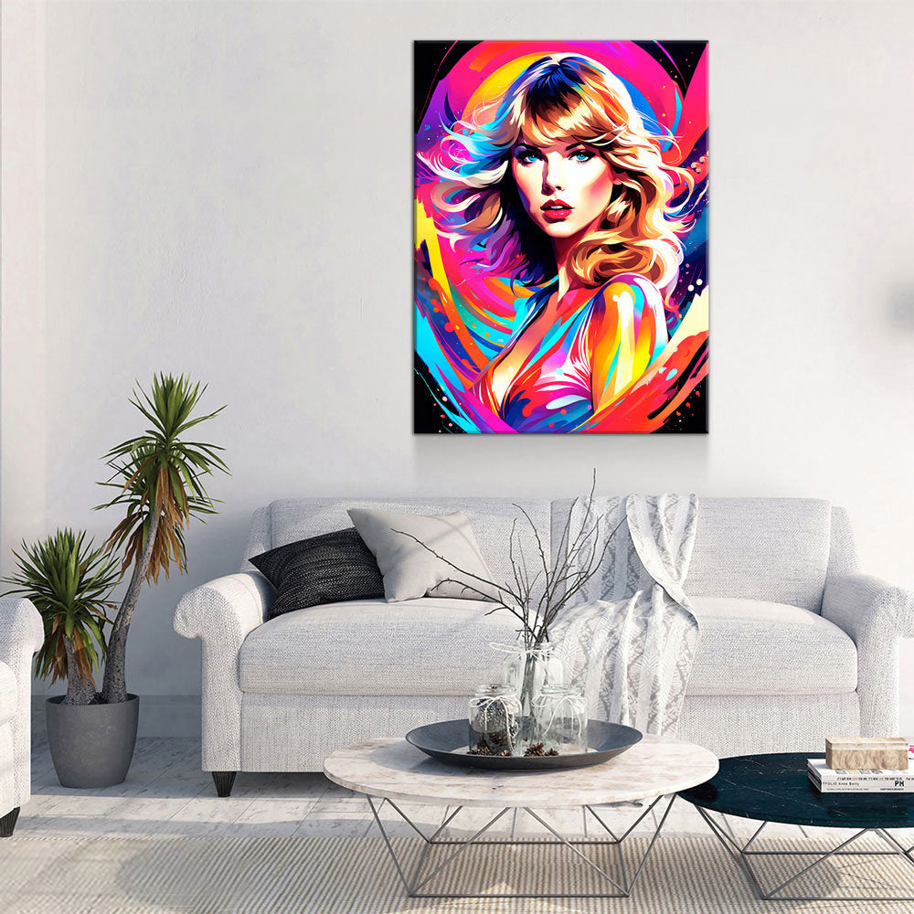 Taylor Swift Canvas Wall Art, Abstract Taylor Swift Print, Taylor Swift Decor, Taylor Swift Pop Art Print - Royal Crown Pro