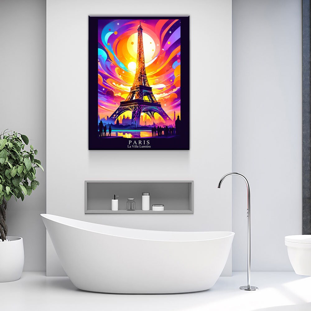 Paris City Of Light Canvas Canvas Wall Art, Abstract Paris Print, Paris Art, Paris France Decor - Royal Crown Pro